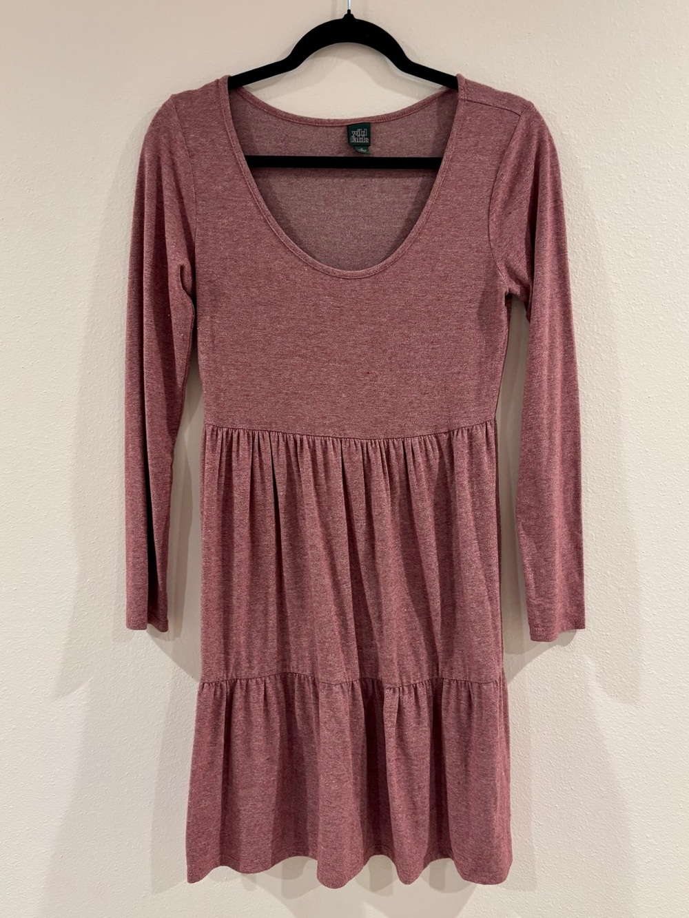 Wild Fable Long-Sleeve Tiered Dress in Dusty Rose